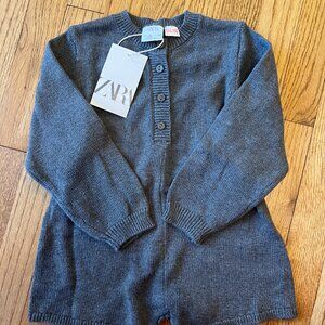 Zara SHORT KNIT JUMPSUIT Gray marl Size 5T